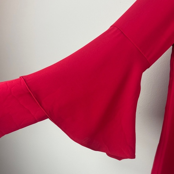 Chico's Vibrant Classic Red Tiered Flare Long Sleeve Blouse Size 8/10 - Picture 7 of 9